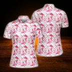 Let's Go Girl White And Pink Cowgirl Women's Polo Golf Shirts, Western Golf Shirts For Ladies