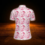 Let's Go Girl White And Pink Cowgirl Women's Polo Golf Shirts, Western Golf Shirts For Ladies