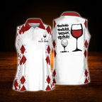 Personalized Swing Swear Drink Repeat Wine Women's Sleeveless Golf Shirts, Custom Funny Golf Shirts For Ladies